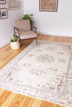 Load image into Gallery viewer, 6x9 Vintage Central Anatolian Oushak Style Turkish Area Rug | Geometric medallion spacious field muted colors | SKU 499
