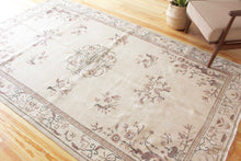 Load image into Gallery viewer, 6x9 Vintage Central Anatolian Oushak Style Turkish Area Rug | Geometric medallion spacious field muted colors | SKU 499

