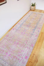 Load image into Gallery viewer, 4x11 Vintage South Eastern Anatolian Oushak Style Turkish Area Rug | Geometric Design Pops of Pink | SKU 504
