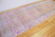 Load image into Gallery viewer, 4x11 Vintage South Eastern Anatolian Oushak Style Turkish Area Rug | Geometric Design Pops of Pink | SKU 504
