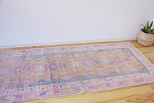 Load image into Gallery viewer, 4x11 Vintage South Eastern Anatolian Oushak Style Turkish Area Rug | Geometric Design Pops of Pink | SKU 504
