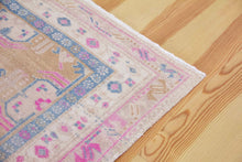 Load image into Gallery viewer, 4x11 Vintage South Eastern Anatolian Oushak Style Turkish Area Rug | Geometric Design Pops of Pink | SKU 504
