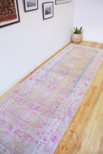 Load image into Gallery viewer, 4x11 Vintage South Eastern Anatolian Oushak Style Turkish Area Rug | Geometric Design Pops of Pink | SKU 504

