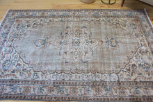 Load image into Gallery viewer, 6x9 Vintage Central Anatolian Oushak Style Gray Turkish Area Rug | Bold medallion spacious field floral border | SKU 510
