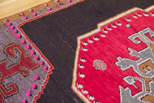 Load image into Gallery viewer, 5x7 Vintage Eastern Anatolian &#39;Kars&#39; Turkish Area Rug | Single bold red medallion black field gray corners pink accents | SKU 513
