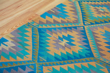 Load image into Gallery viewer, 5x11 Vintage Anatolian Turkish Kilim Area Rug | Repeating staggered tribal diamond design vibrant colors  | SKU 520
