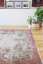 Load image into Gallery viewer, 6x9 Vintage Central Anatolian Oushak Style Turkish Area Rug | Floral medallion, spacious design, muted colors | SKU 523
