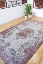 Load image into Gallery viewer, 6x9 Vintage Central Anatolian Oushak Style Turkish Area Rug | Floral medallion, spacious design, muted colors | SKU 523
