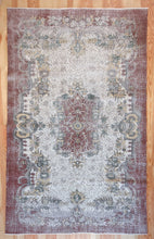 Load image into Gallery viewer, 6x9 Vintage Central Anatolian Oushak Style Turkish Area Rug | Floral medallion, spacious design, muted colors | SKU 523
