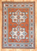 Load image into Gallery viewer, 5x6 Vintage Eastern Anatolian &#39;Kars&#39; Turkish Area Rug | Double medallion on earthy spacious field with symmetrical tribal symbols | SKU 526
