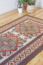 Load image into Gallery viewer, 5x7 Vintage Eastern Anatolian &#39;Kars&#39; Turkish Area Rug | Double medallion on light field with symmetrical tribal symbols | SKU 527
