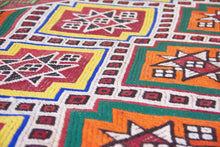 Load image into Gallery viewer, 6x9 Vintage Anatolian Turkish Kilim Area Rug | Repeating staggered all over motifs | SKU 530
