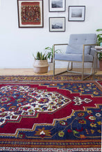 Load image into Gallery viewer, 8x12 Vintage Central Anatolian &#39;Taspinar&#39; Turkish Area Rug Bold Light Medallion Red Field Floral Embellishments | SKU 538
