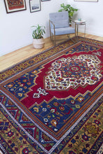 Load image into Gallery viewer, 8x12 Vintage Central Anatolian &#39;Taspinar&#39; Turkish Area Rug Bold Light Medallion Red Field Floral Embellishments | SKU 538
