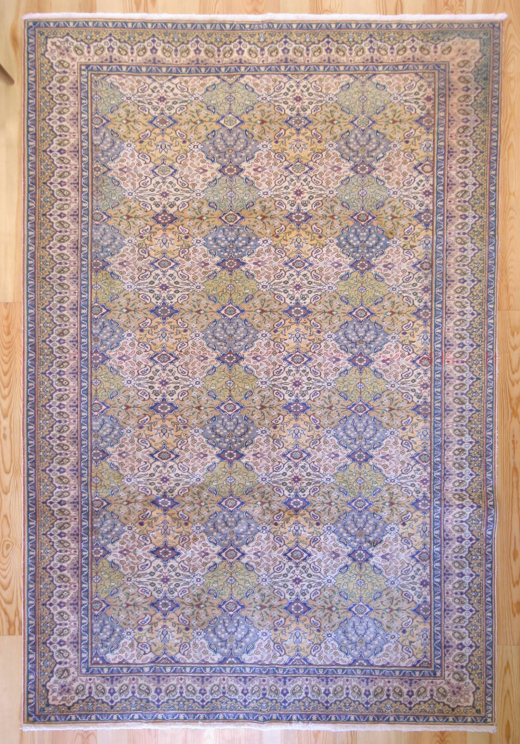 7x10 Vintage Central Anatolian 'Kayseri' Turkish Area Rug Intricate Floral Design in Alternating Colors Designed in Diamond Shapes | SKU 543