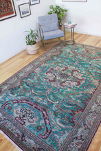 Load image into Gallery viewer, 6x10 Vintage Central Anatolian &#39;Kayseri&#39; Turkish Area Rug Bold Medallion Green Field Geometric &#39;Adler&#39; Design | SKU 546
