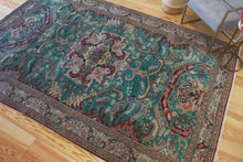 Load image into Gallery viewer, 6x10 Vintage Central Anatolian &#39;Kayseri&#39; Turkish Area Rug Bold Medallion Green Field Geometric &#39;Adler&#39; Design | SKU 546

