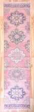 Load image into Gallery viewer, 3x12 Vintage Western Anatolian Oushak Style &#39;Isparta&#39; Turkish Runner Rug Diamond Bold Medallion Geometric Design Muted Colors | SKU 547
