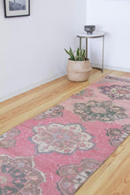 Load image into Gallery viewer, 3x12 Vintage Western Anatolian Oushak Style &#39;Isparta&#39; Turkish Runner Rug Diamond Bold Medallion Geometric Design Muted Colors | SKU 547
