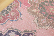 Load image into Gallery viewer, 3x12 Vintage Western Anatolian Oushak Style &#39;Isparta&#39; Turkish Runner Rug Diamond Bold Medallion Geometric Design Muted Colors | SKU 547

