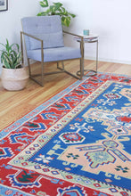 Load image into Gallery viewer, 6x10 Vintage Central Anatolian &#39;Aksaray&#39; Turkish Area Rug Bold Medallion Stylized Geometric Design Blue Field Red Border | SKU 550
