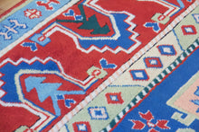 Load image into Gallery viewer, 6x10 Vintage Central Anatolian &#39;Aksaray&#39; Turkish Area Rug Bold Medallion Stylized Geometric Design Blue Field Red Border | SKU 550
