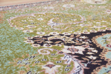 Load image into Gallery viewer, 7x10 Vintage Central Anatolian &#39;Ladik&#39; Turkish Area Rug Bold Intricate Medallion Allover Floral Design Green Field | SKU 552
