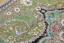 Load image into Gallery viewer, 7x10 Vintage Central Anatolian &#39;Ladik&#39; Turkish Area Rug Bold Intricate Medallion Allover Floral Design Green Field | SKU 552
