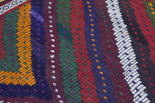 Load image into Gallery viewer, 7x10 Vintage Western Anatolian Turkish Kilim Area Rug Colorful Symmetrical Diamond Design with Alternating Colors  | SKU 556
