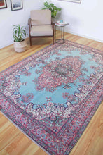 Load image into Gallery viewer, 6x9 Vintage Central Anatolian &#39;Ladik&#39; Turkish Area Rug Bold Intricate Medallion Spacious Bright Field Floral Design | SKU 560
