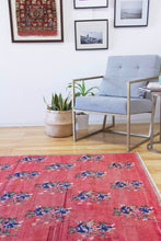 Load image into Gallery viewer, 4x7 Vintage Central Anatolian Turkish Area Rug Symmetrically Designed Bold Flowers on Red Field Earthy Border | SKU 566
