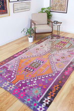 Load image into Gallery viewer, 5x11 Vintage Western Anatolian &#39;Eskişehir&#39; Turkish Kilim Area Rug Double Diamond Tribal Geometric Tribal Design Protective Symbols | SKU 569
