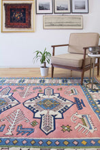 Load image into Gallery viewer, 6x10 Vintage Central Anatolian Oushak Style &#39;Sultanhan&#39; Turkish Area Rug | Triple Medallion Soft Field Colors Geometric Design | SKU 581
