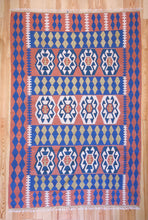 Load image into Gallery viewer, 6x9 Vintage Western Anatolian Turkish Flatwoven Kilim Area Rug Bold Repeating Symmetrical Tribal Symbols Natural Colors  | SKU 587
