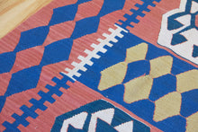 Load image into Gallery viewer, 6x9 Vintage Western Anatolian Turkish Flatwoven Kilim Area Rug Bold Repeating Symmetrical Tribal Symbols Natural Colors  | SKU 587
