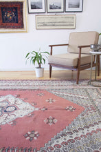 Load image into Gallery viewer, 7x11 Vintage Western Anatolian &#39;Kula&#39; Turkish Area Rug | Diamond Medallion Spacious Field Symmetrical Geometric Design Soft Colors | SKU 589
