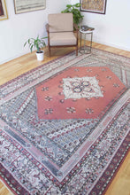 Load image into Gallery viewer, 7x11 Vintage Western Anatolian &#39;Kula&#39; Turkish Area Rug | Diamond Medallion Spacious Field Symmetrical Geometric Design Soft Colors | SKU 589
