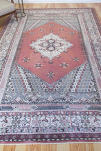 Load image into Gallery viewer, 7x11 Vintage Western Anatolian &#39;Kula&#39; Turkish Area Rug | Diamond Medallion Spacious Field Symmetrical Geometric Design Soft Colors | SKU 589
