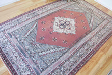 Load image into Gallery viewer, 7x11 Vintage Western Anatolian &#39;Kula&#39; Turkish Area Rug | Diamond Medallion Spacious Field Symmetrical Geometric Design Soft Colors | SKU 589
