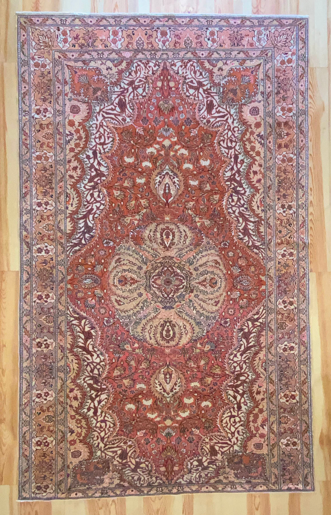 6x10 Vintage Central Anatolian 'Kayseri' Turkish Area Rug | Vibrant Colors Bold Medallion Symmetrical All Over Floral Design | SKU 590