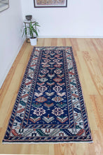 Load image into Gallery viewer, 3x8 Vintage Central Anatolian Caucasian &#39;Shirvan&#39; Style Turkish Runner Symmetrical Geometric Design Bold Colors | SKU 593
