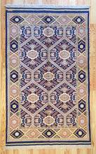 Load image into Gallery viewer, 6x9 Vintage Central Anatolian &#39;Aksaray&#39; Turkish Area Rug | Repeating Symmetrical Floral Hexagon Field Design Geometric Border | SKU 594

