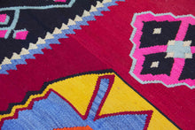 Load image into Gallery viewer, 6x12 Vintage Eastern Anatolian &#39;Kars&#39; Turkish Kilim Area Rug | Bold Medallion Eye Catching Colors Geometric Design Floral Border | SKU 595

