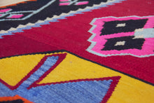 Load image into Gallery viewer, 6x12 Vintage Eastern Anatolian &#39;Kars&#39; Turkish Kilim Area Rug | Bold Medallion Eye Catching Colors Geometric Design Floral Border | SKU 595
