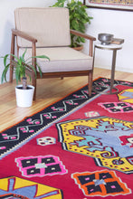 Load image into Gallery viewer, 6x12 Vintage Eastern Anatolian &#39;Kars&#39; Turkish Kilim Area Rug | Bold Medallion Eye Catching Colors Geometric Design Floral Border | SKU 595
