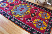 Load image into Gallery viewer, 6x12 Vintage Eastern Anatolian &#39;Kars&#39; Turkish Kilim Area Rug | Bold Medallion Eye Catching Colors Geometric Design Floral Border | SKU 595
