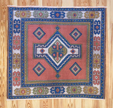 Load image into Gallery viewer, 5x6 Vintage Central Anatolian &#39;Sultanhan&#39; Turkish Area Rug | Bold Medallion Geometric Design Spacious Field Stylized Border | SKU 599
