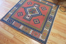 Load image into Gallery viewer, 5x6 Vintage Central Anatolian &#39;Sultanhan&#39; Turkish Area Rug | Bold Medallion Geometric Design Spacious Field Stylized Border | SKU 599
