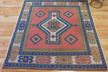 Load image into Gallery viewer, 5x6 Vintage Central Anatolian &#39;Sultanhan&#39; Turkish Area Rug | Bold Medallion Geometric Design Spacious Field Stylized Border | SKU 599
