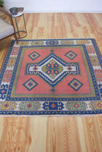 Load image into Gallery viewer, 5x6 Vintage Central Anatolian &#39;Sultanhan&#39; Turkish Area Rug | Bold Medallion Geometric Design Spacious Field Stylized Border | SKU 599
